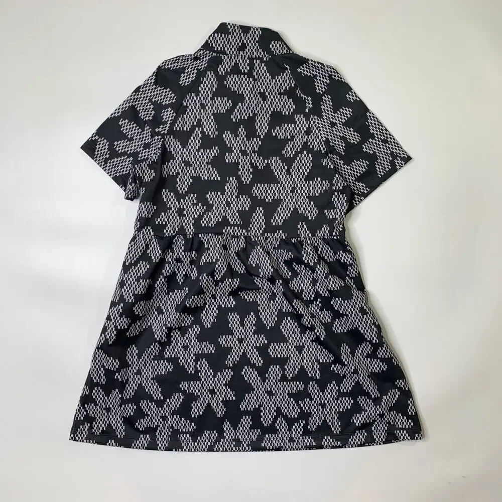 Nike Sport Dress Girls S Small Black White Daisy Print Pockets Short Sleeve